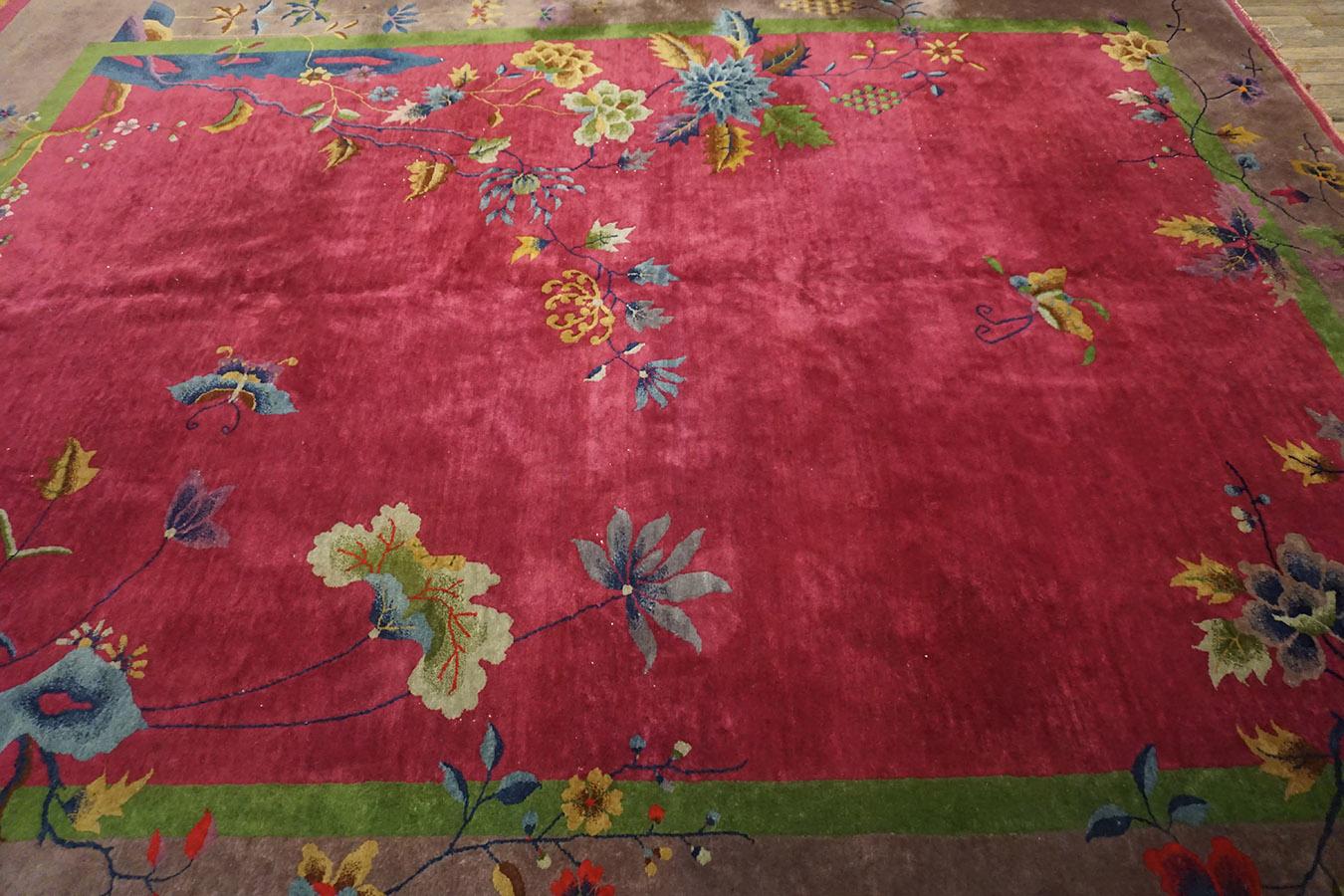 Early 20th Century 1920s Chinese Art Deco Carpet by Nichols Workshop ( 9' x 11'4