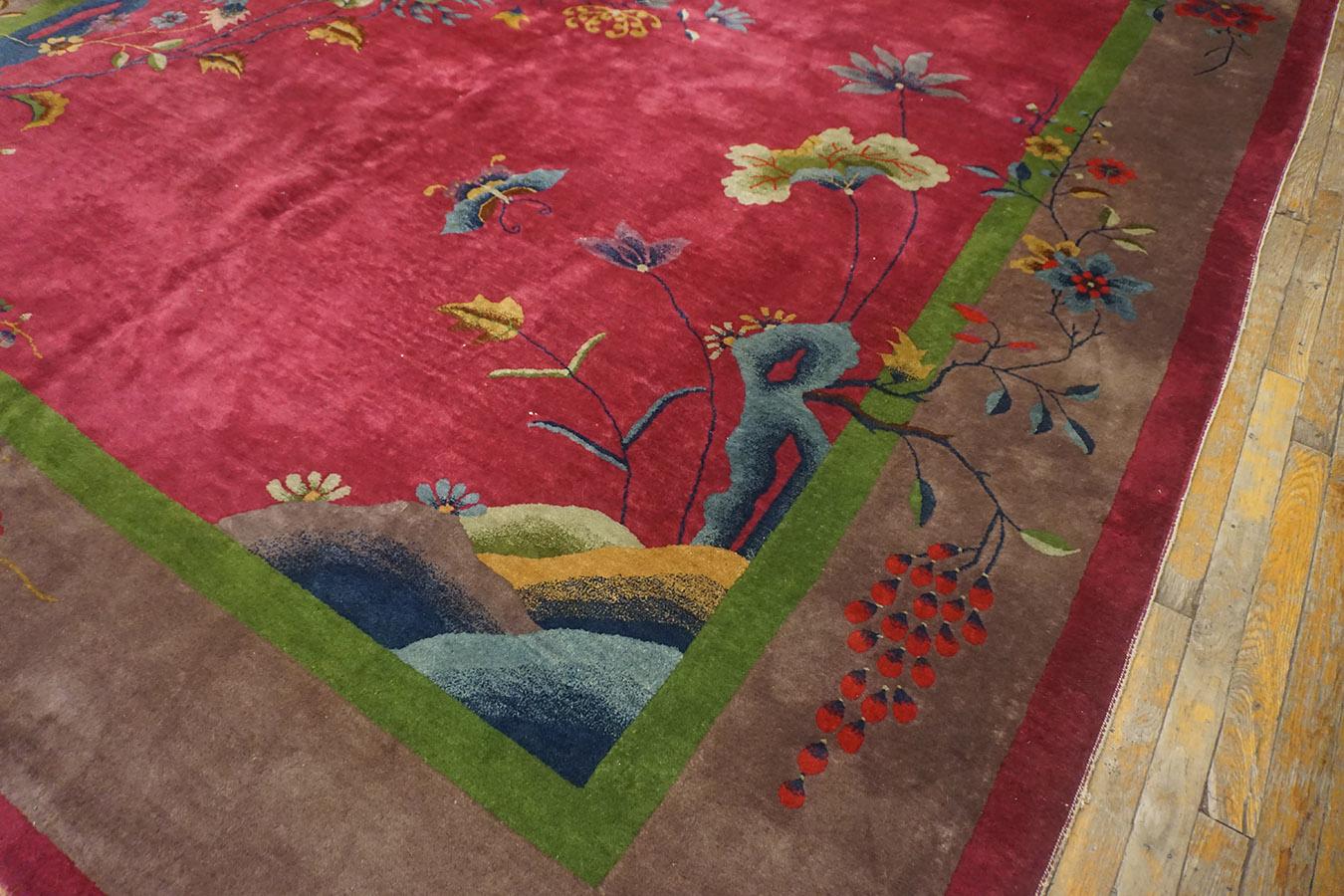 Wool 1920s Chinese Art Deco Carpet by Nichols Workshop ( 9' x 11'4