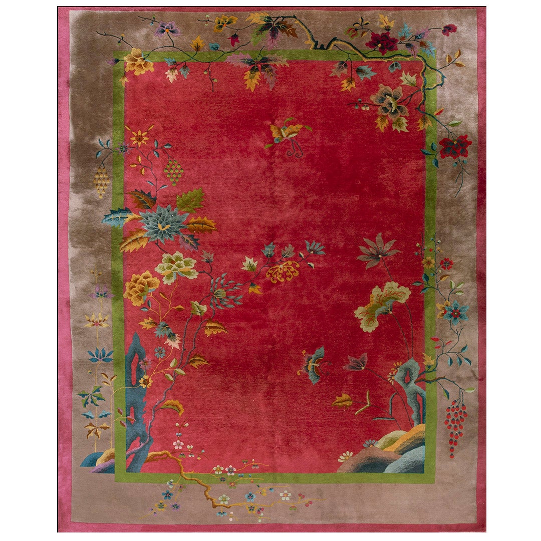 Alfombra Art Decó china de los años 20, del Taller Nichols ( 9' x 11'4" - 275 x 345 )