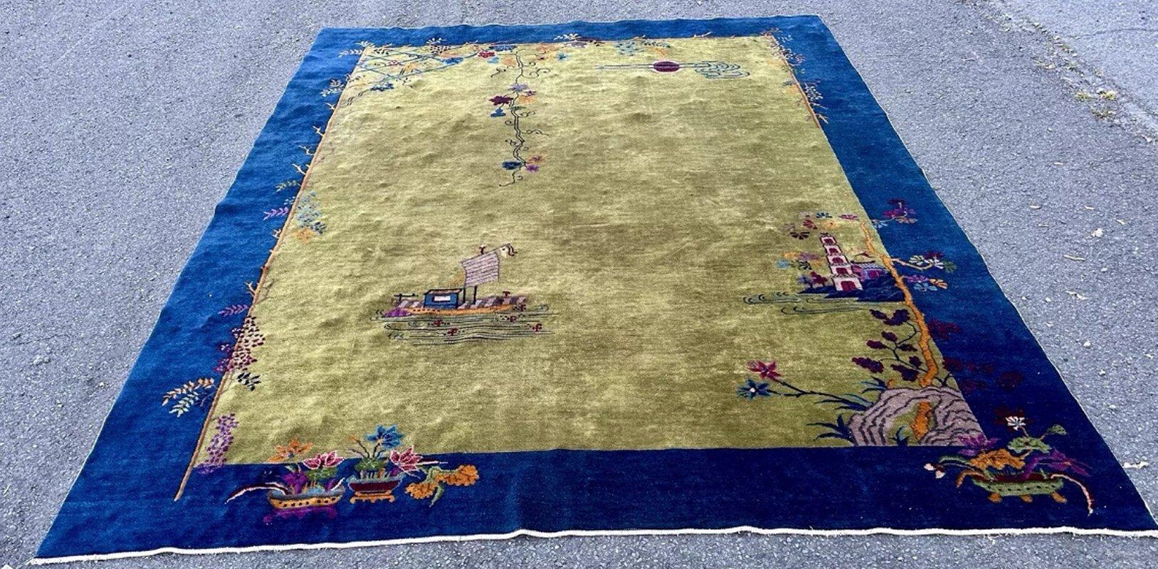 ANTIQUE Chinese Art Deco Rug by Nichols, Circa 1930s - RR5164    HALF  OFF  SALE For Sale 8