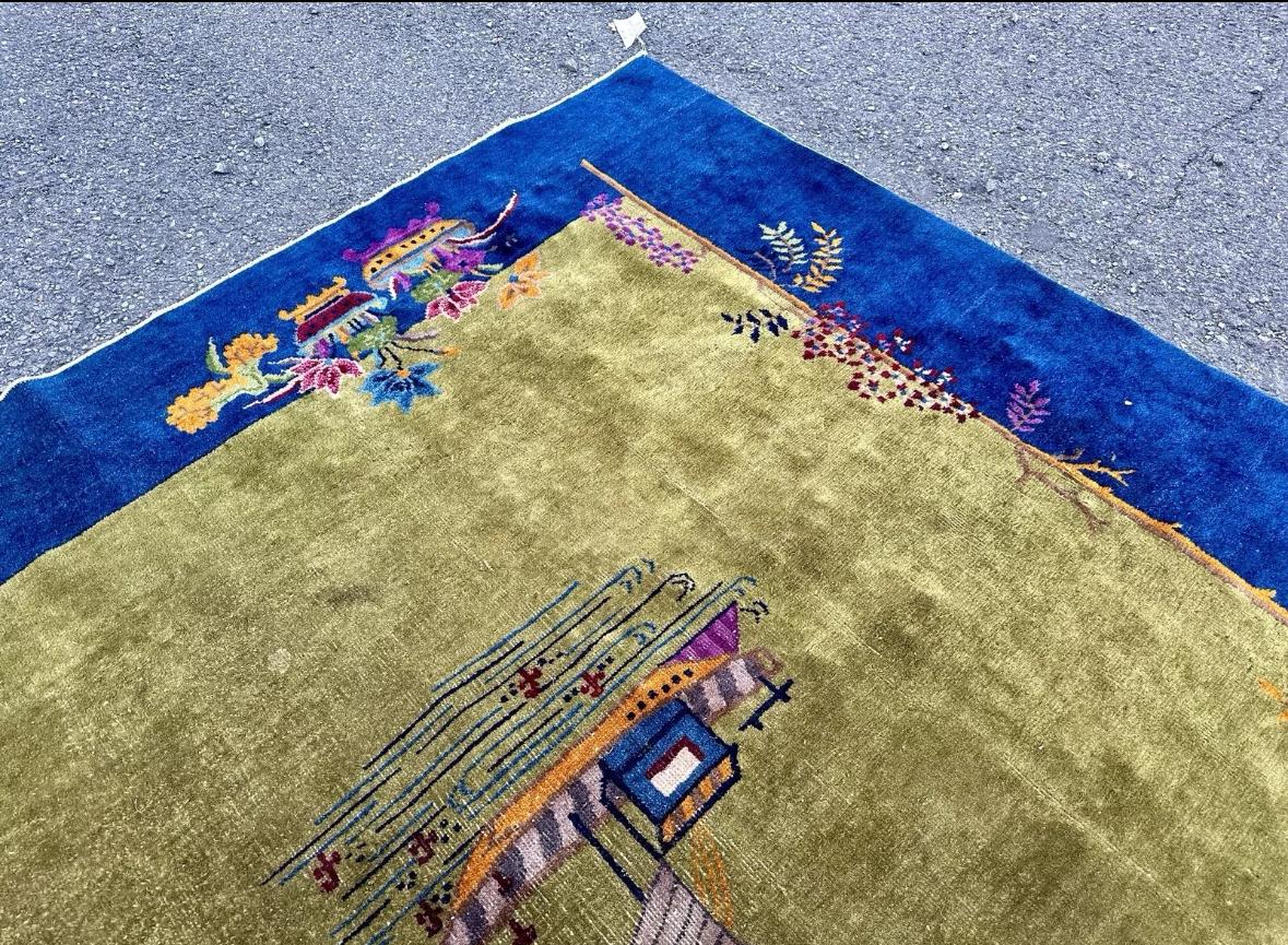 Mid-20th Century ANTIQUE Chinese Art Deco Rug by Nichols, Circa 1930s - RR5164    HALF  OFF  SALE For Sale