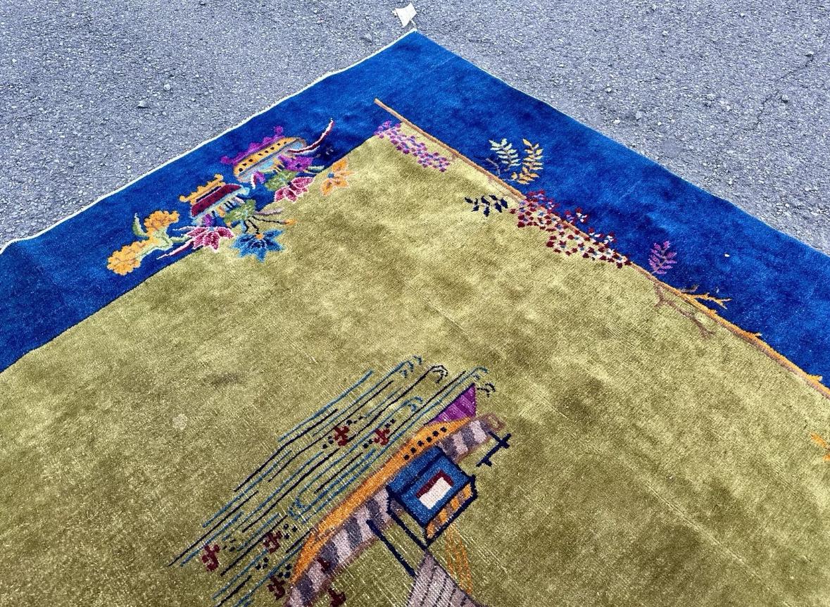 Wool ANTIQUE Chinese Art Deco Rug by Nichols, Circa 1930s - RR5164    HALF  OFF  SALE For Sale