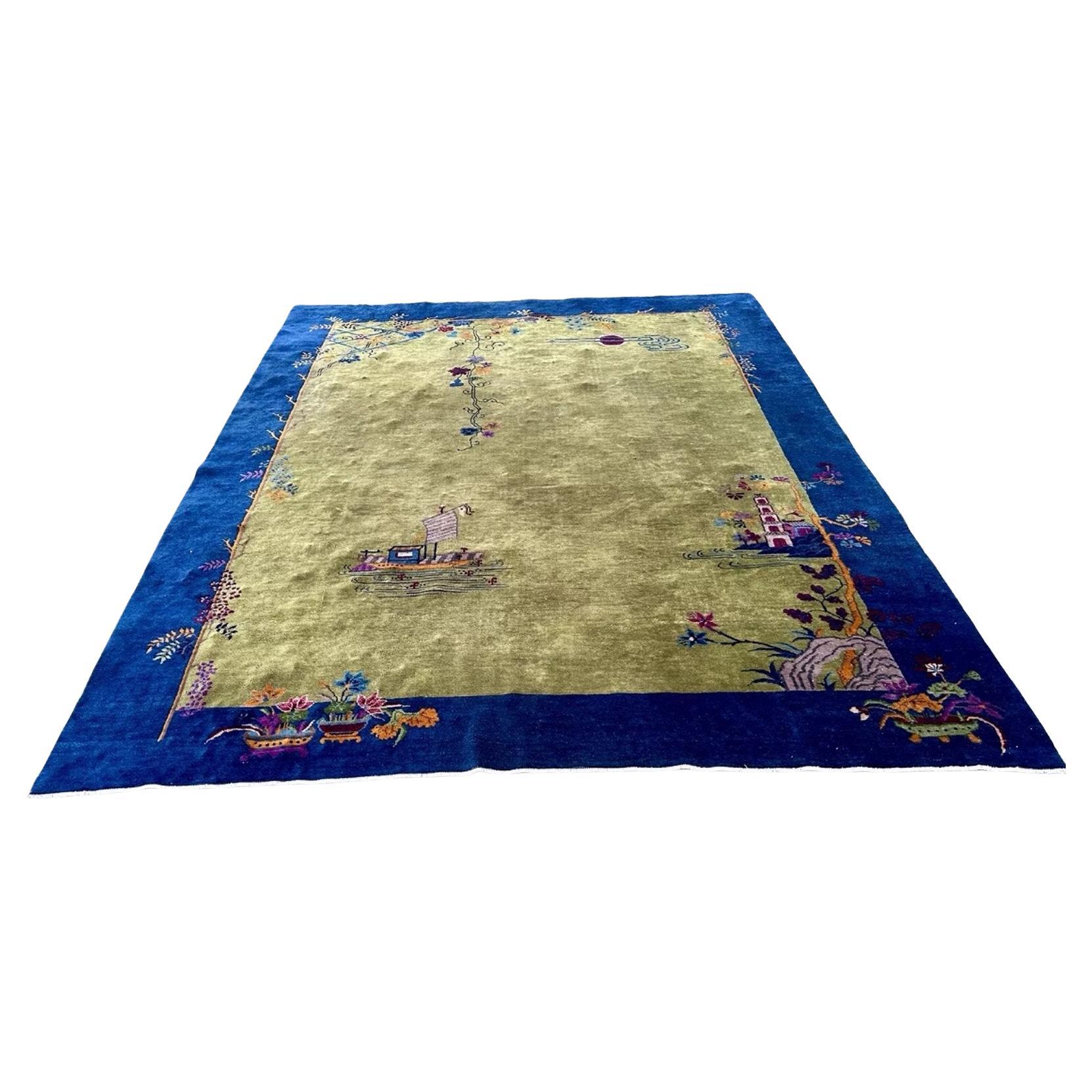 ANTIQUE Chinese Art Deco Rug by Nichols, Circa 1930s - RR5164    HALF  OFF  SALE
