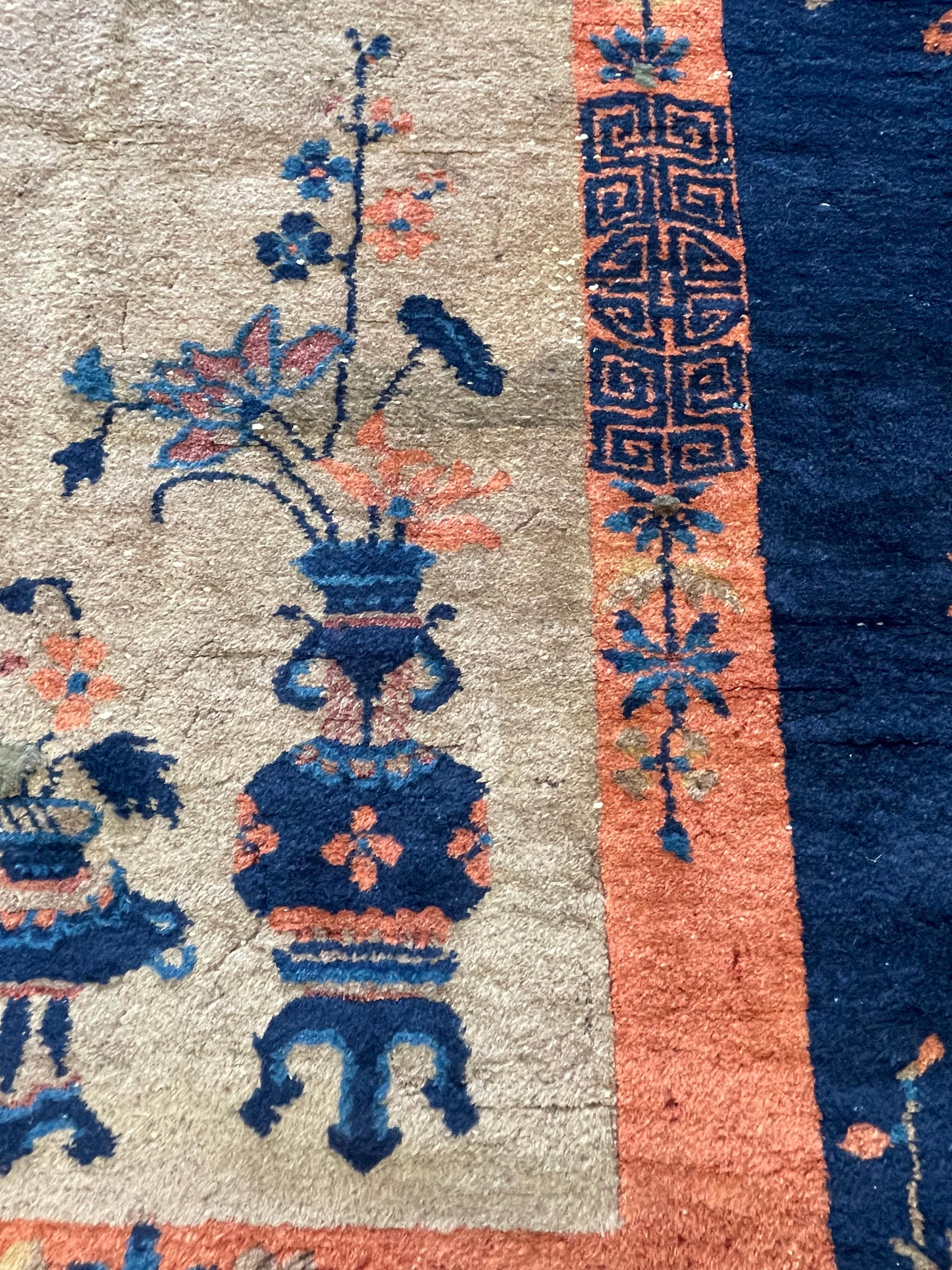 Antique Chinese Art Deco Rug, Circa 1920 For Sale 4
