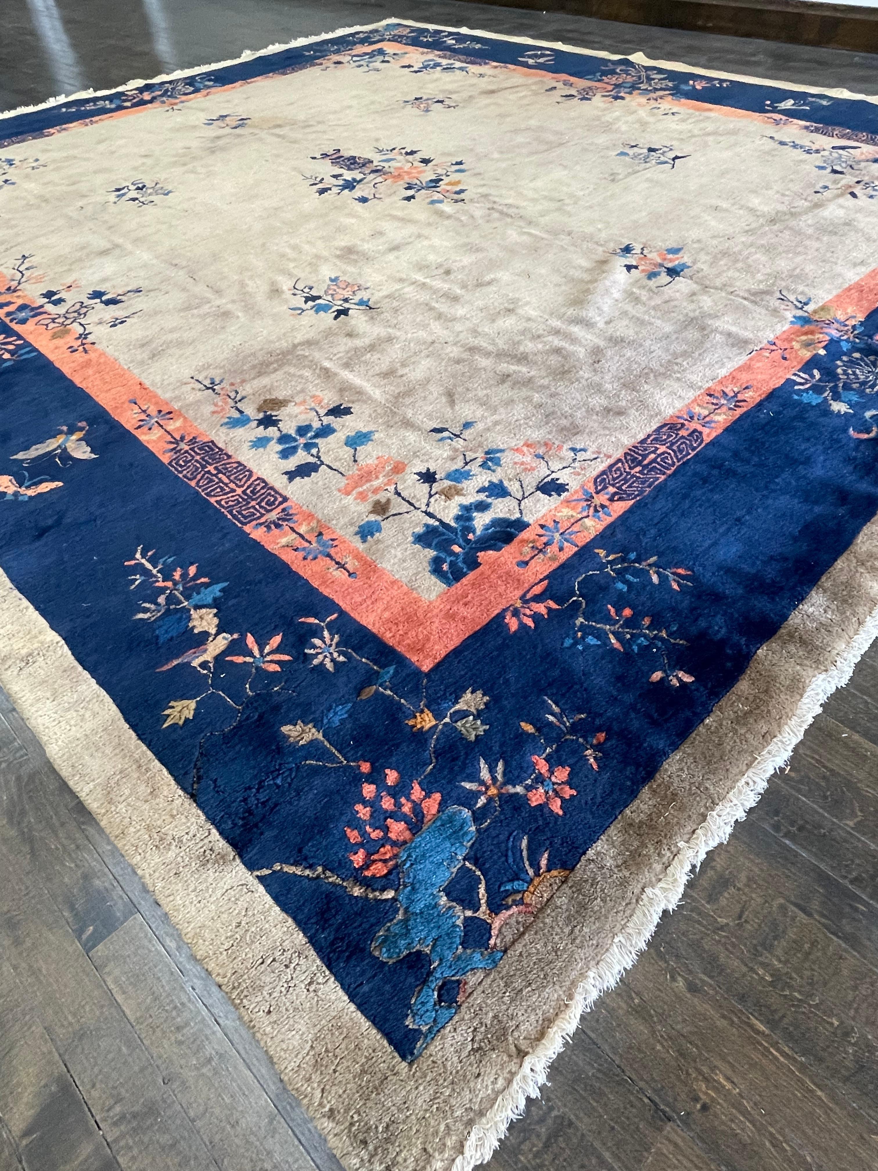 Early 20th Century Antique Chinese Art Deco Rug, Circa 1920 For Sale