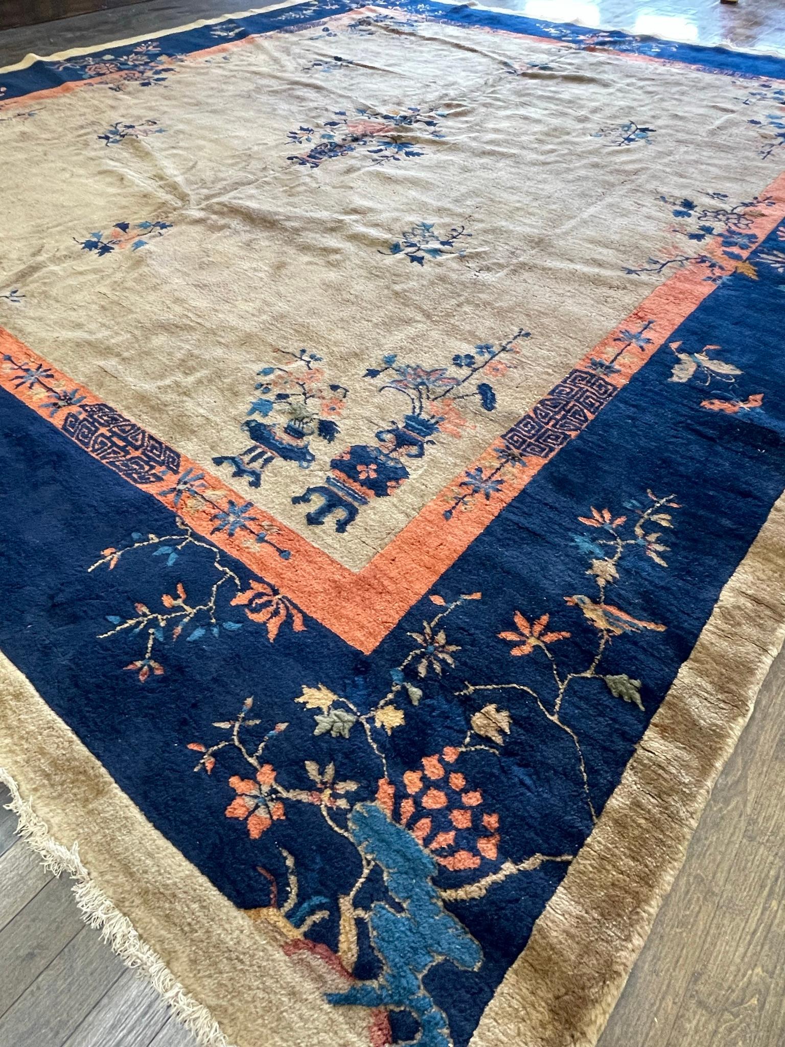 Antique Chinese Art Deco Rug, Circa 1920 For Sale 1
