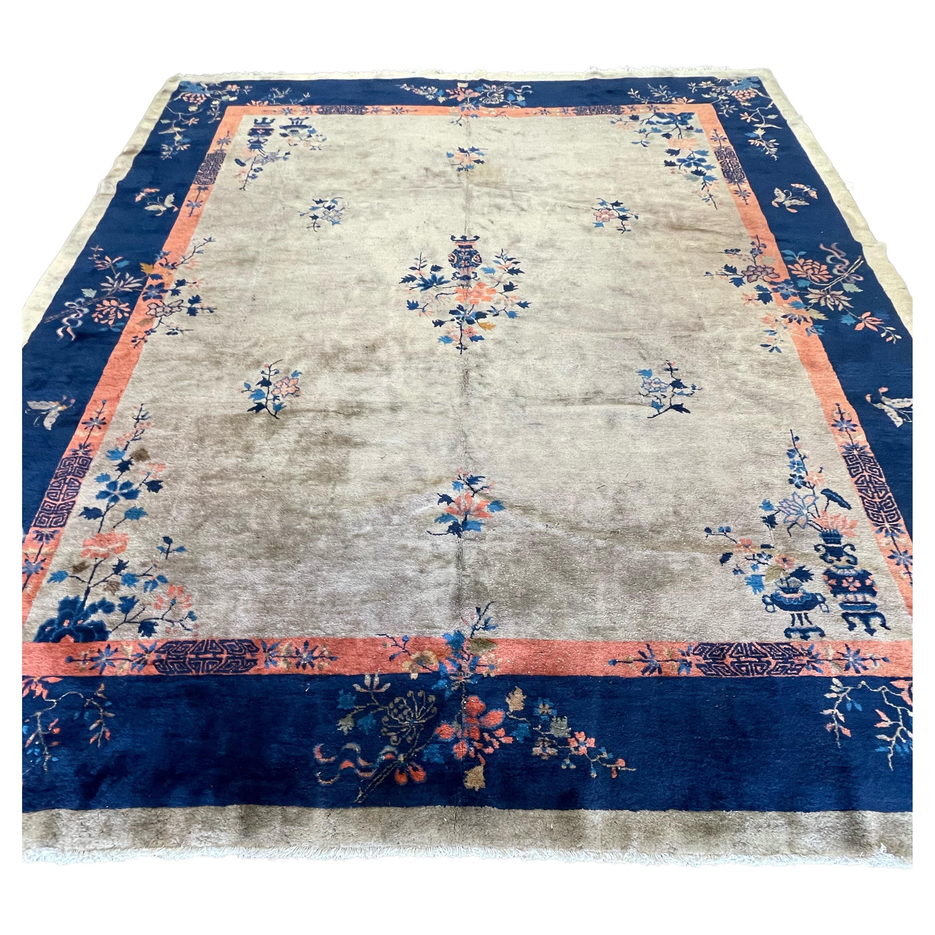 Antique Chinese Art Deco Rug, Circa 1920 For Sale