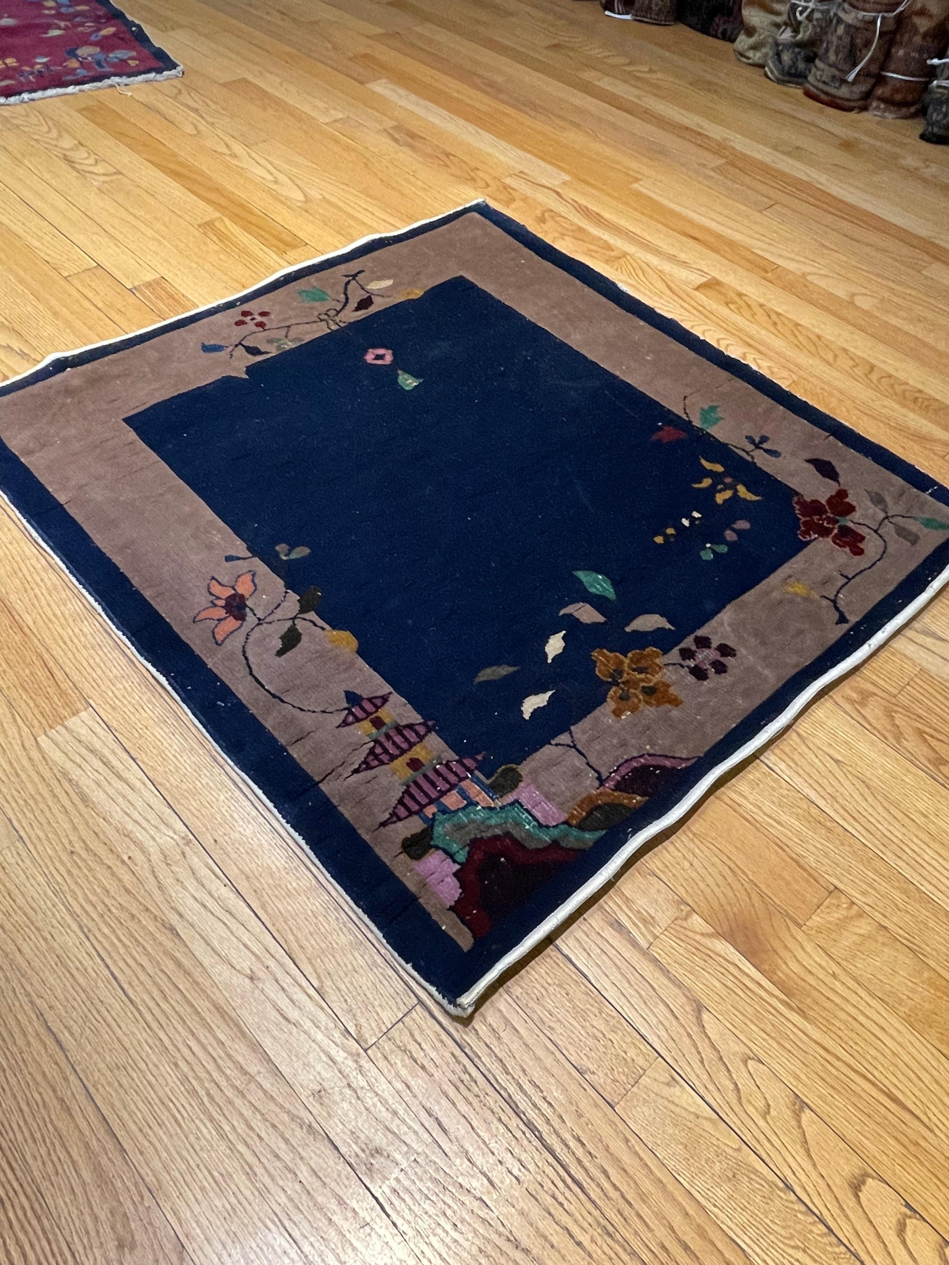 Early 20th Century Antique Chinese Art Deco Rug, circa 1920 For Sale