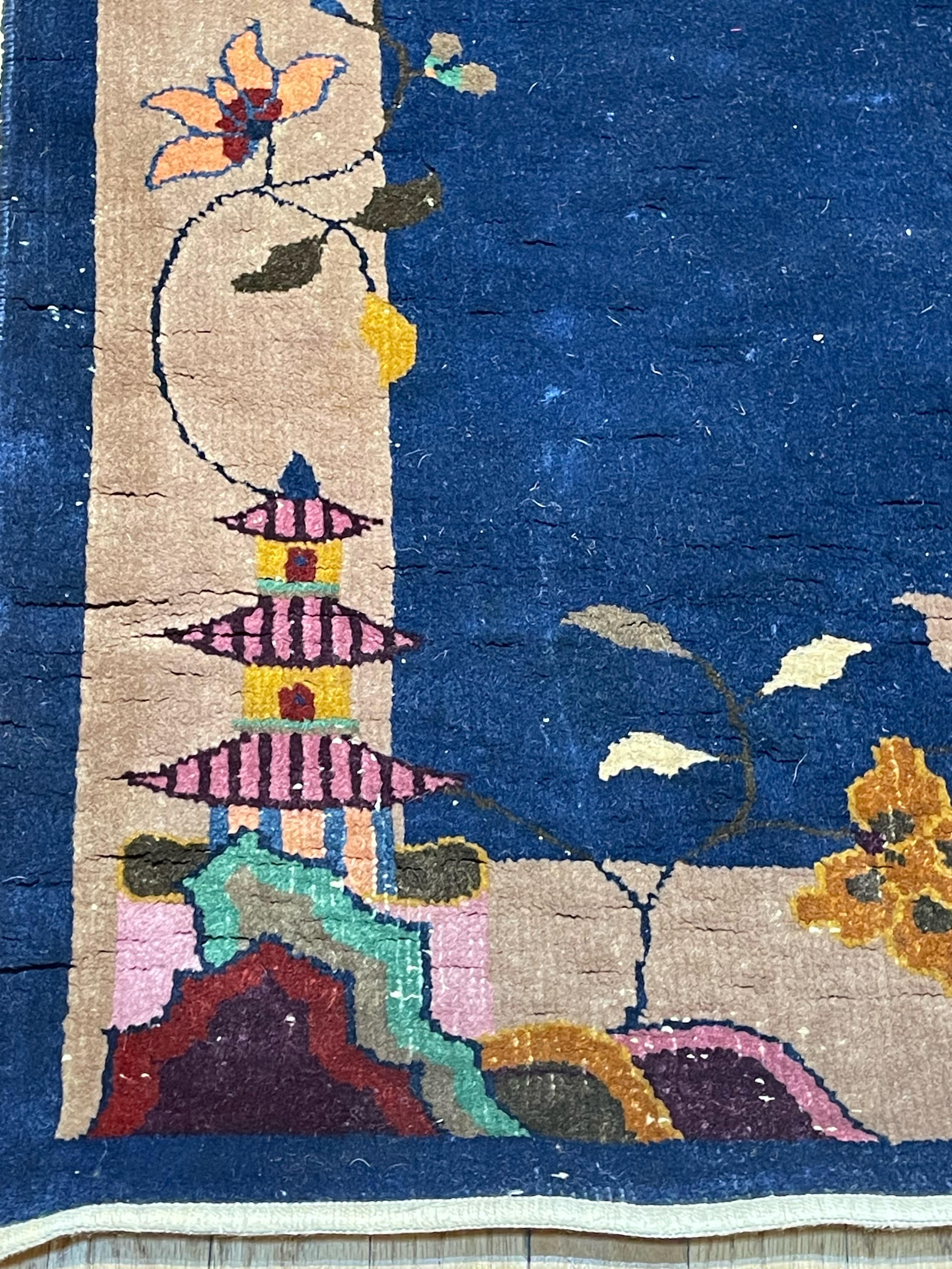 Antique Chinese Art Deco Rug, circa 1920 For Sale 2