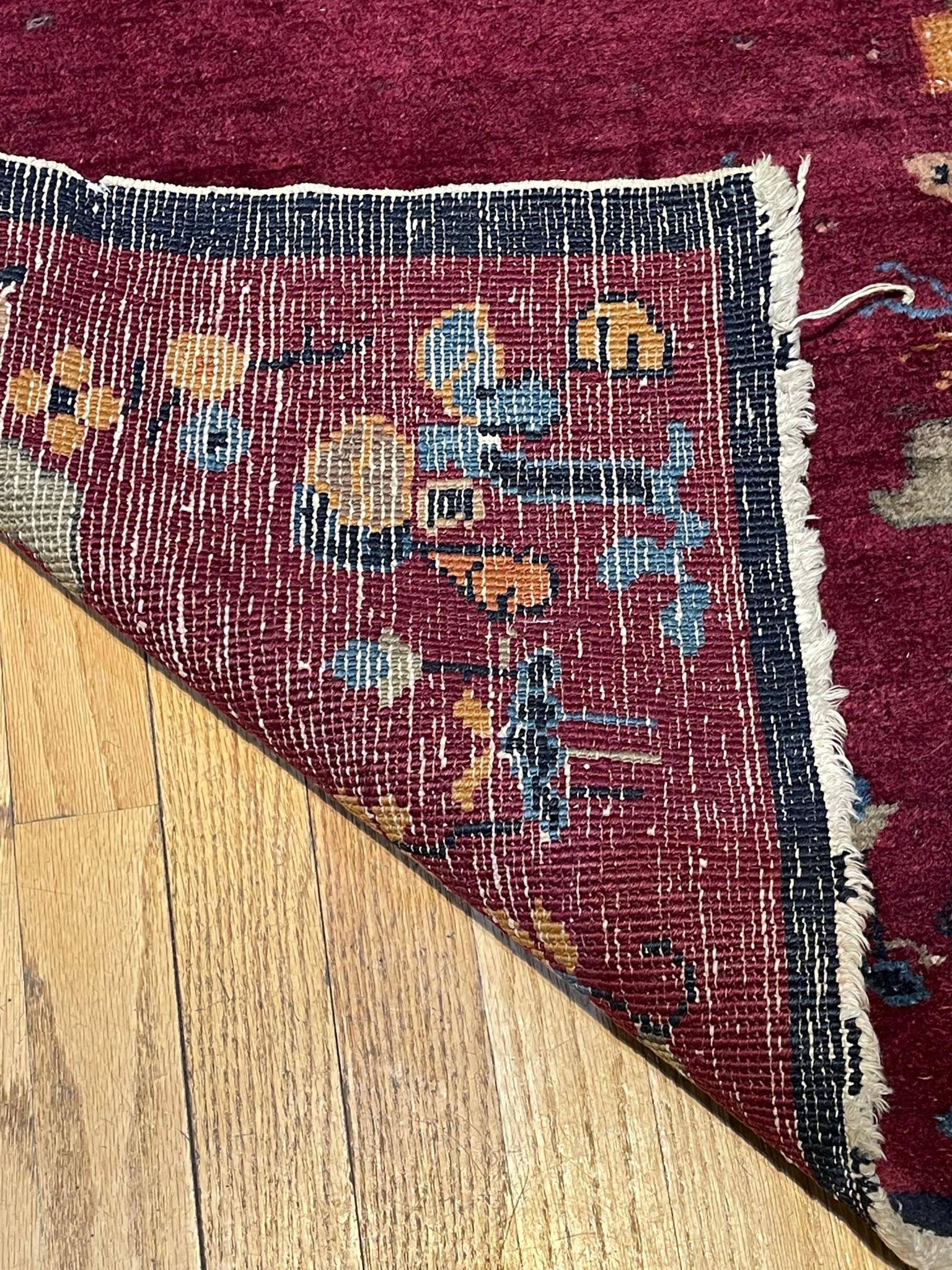 Early 20th Century Antique Chinese Art Deco Rug, circa 1920 For Sale