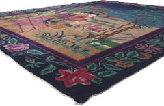 Tapis Art Déco chinois ancien, vie éternelle et style maximum
