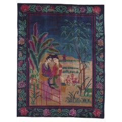 Antique Chinese Art Deco Rug, Eternal Life Meets Maximalist Style