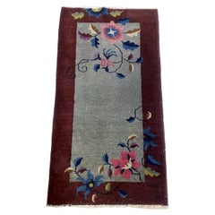 Antique Chinese Art Deco Rug - Floral Spray Design 2.1' x 4.1' - 1B968