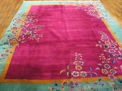 Wonderful Rose-Pink Background Color Allover Floral Design Chinese Art Deco Rug