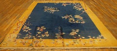 RugsOnNet Luxurious Blue Antique Wool Walter Nichols Chinese Art Deco Rug Carpet
