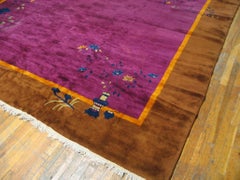 Striking Purple Background With Single Compound Floral Antique Chinese Deco Rug