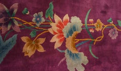 Impressive Purple Color and Flowery Desing Antique Chinese Art Deco Rug
