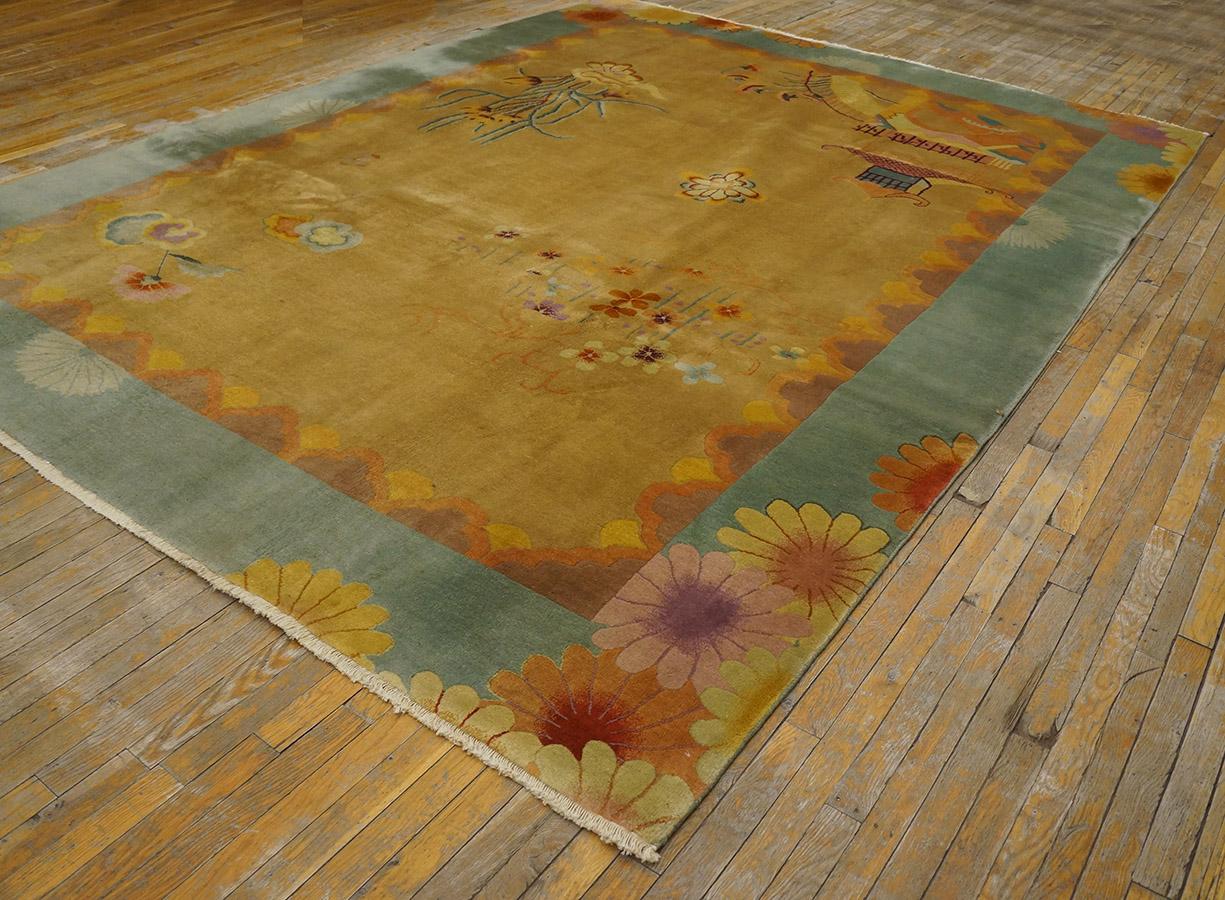 Antique Chinese Art Deco rug , size 8'10