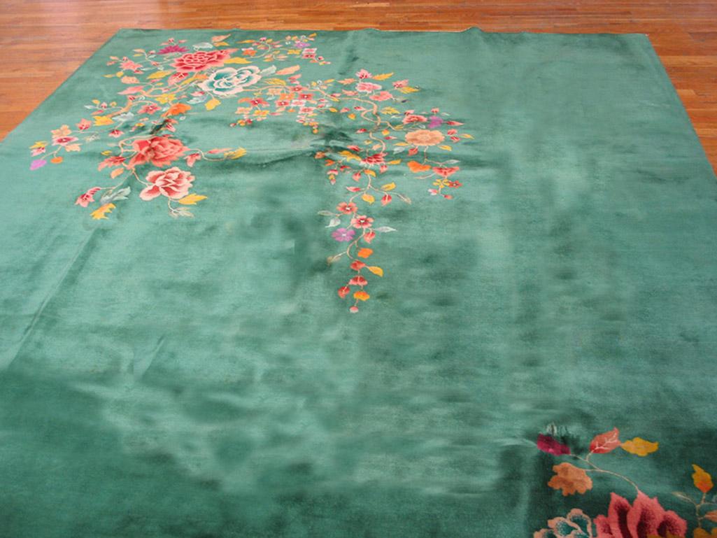 Chinese Art Deco Carpet with a green background color.
8'10