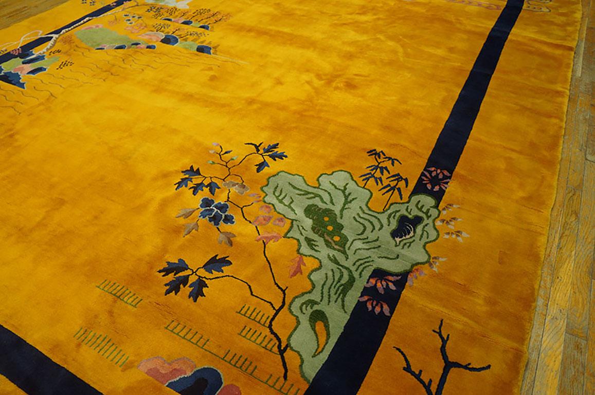 Hand-Knotted 1920s Chinese Art Deco Carpet by Walter Nichols ( 11'2