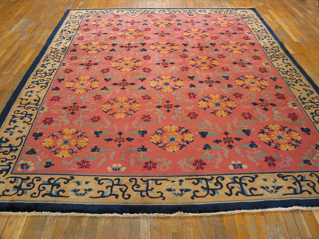Hand-Knotted 1920s Chinese Art Deco Carpet ( 9'2