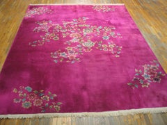 Striking Fuschia Color & Exclusive Flowers Styles Antique Chinese Art Deco Rug