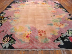 Lovely Peach Color and Special Floral Design Antique Chinese Art Deco Rug