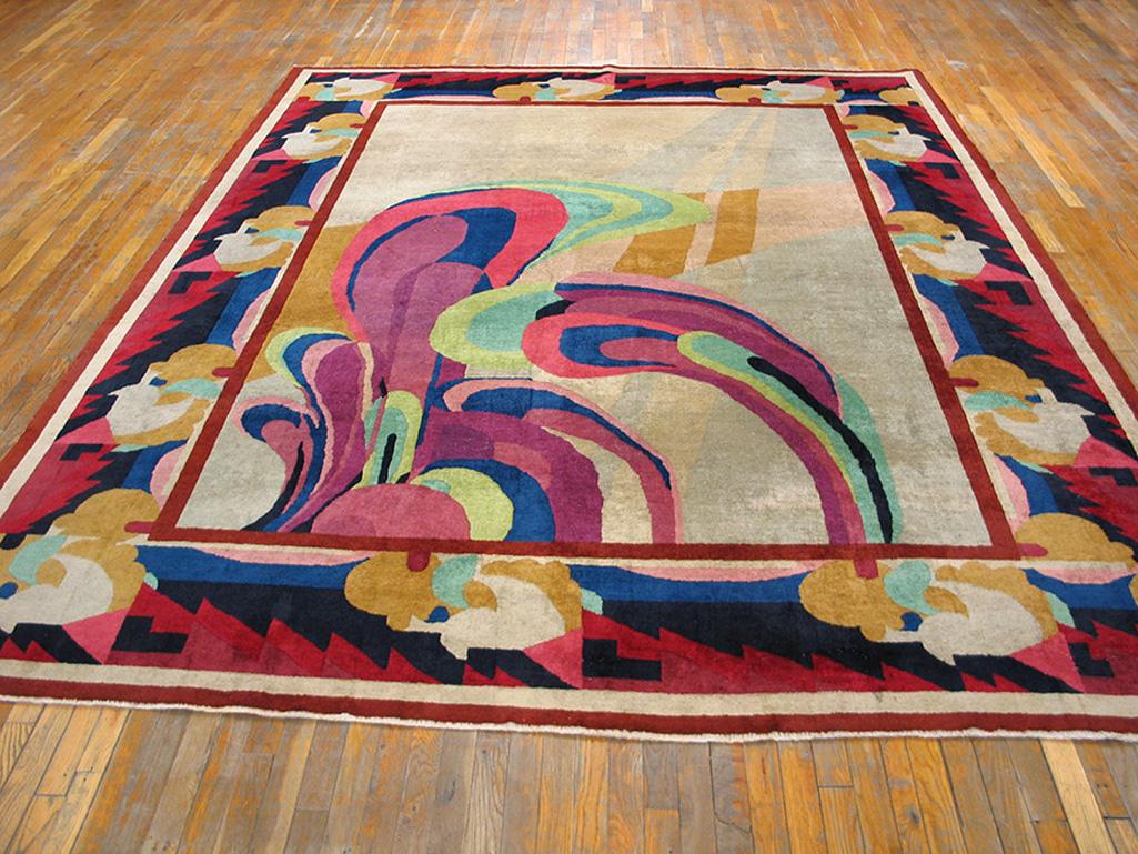 Chinese Art Deco Carpet from 1920s with European Deco influences
( 9' x 11'6