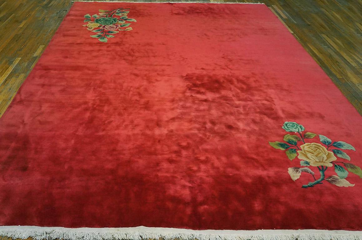 Hand-Knotted 1930s Chinese Art Deco Carpet ( 9'10
