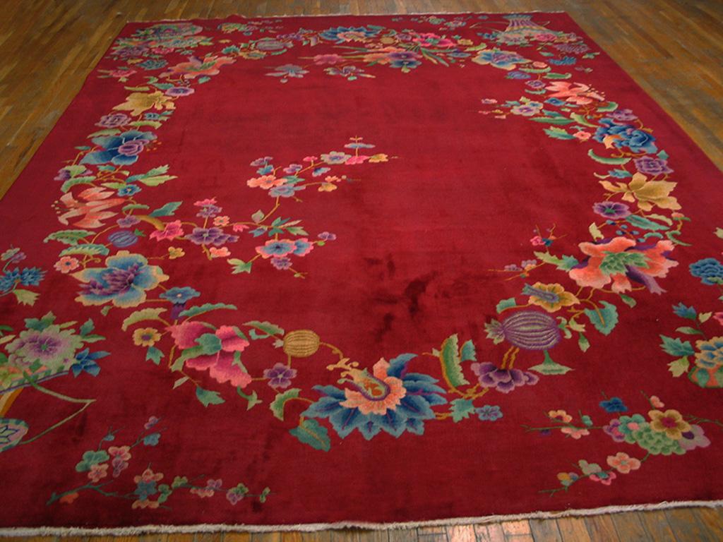 Hand-Knotted 1930s Chinese Art Deco Carpet ( 8'9