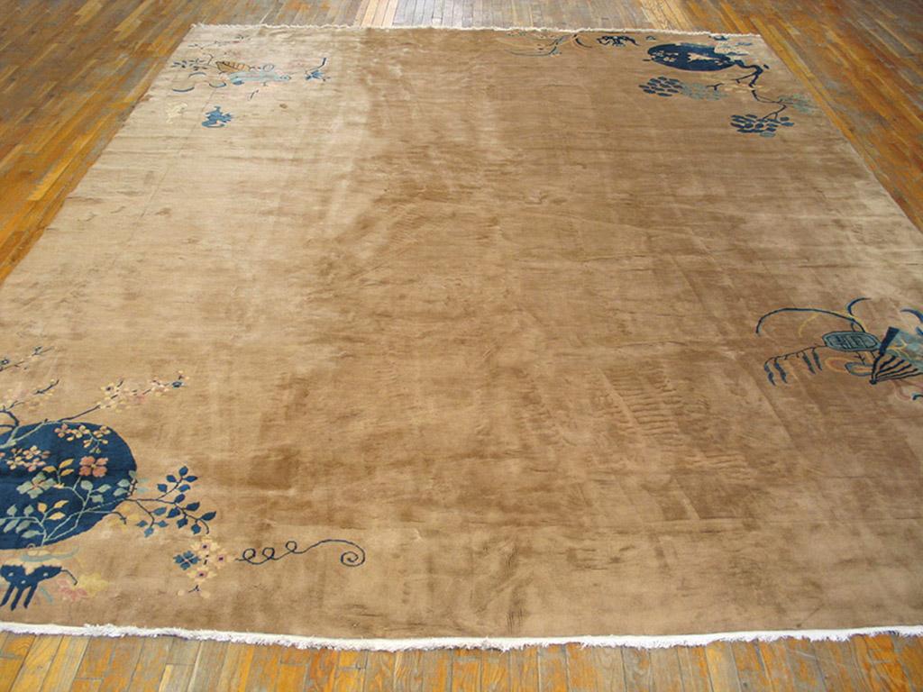 Hand-Knotted 1920s Chinese Art Deco Carpet ( 10'10