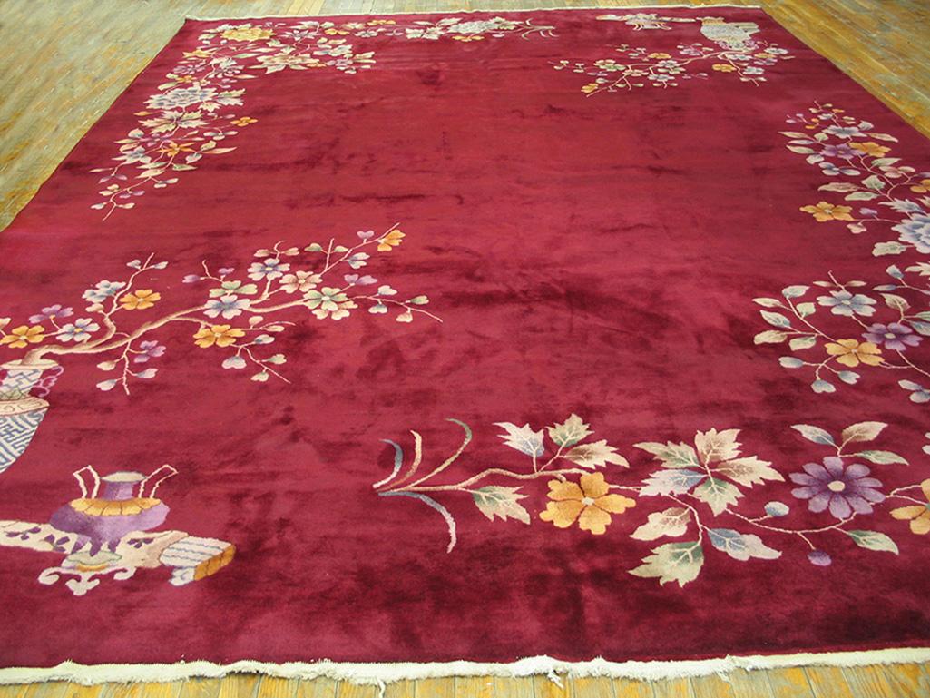 Hand-Knotted 1930s Chinese Art Deco Carpet ( 10' x 13'8