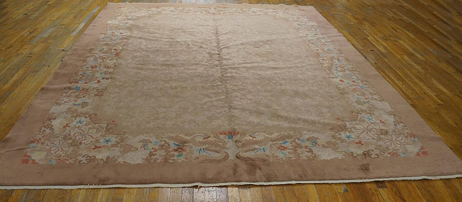Hand-Knotted 1920s  Chinese Art Deco Carpet ( 9' x 11'10