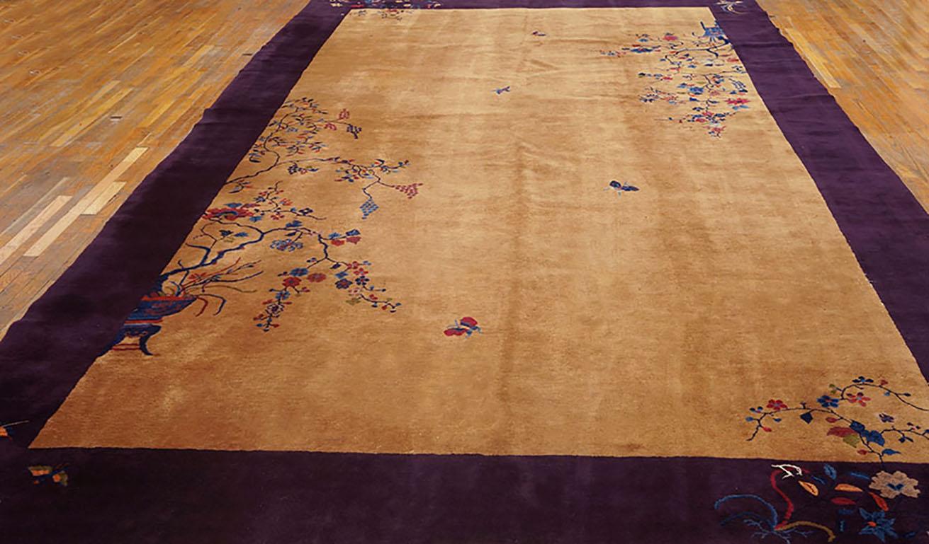 Hand-Knotted 1920s Chinese Art Deco Carpet ( 9'10