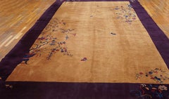 Adorable Camel GroundColor with Diagonally Symmetric Floral Chinese Art Deco Rug