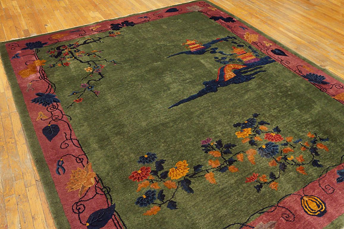 Hand-Knotted Antique Chinese Art Deco Rug