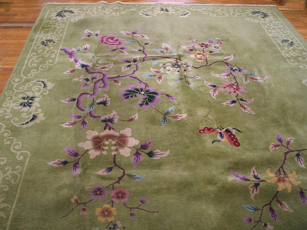 Hand-Knotted Antique Chinese Art Deco Rug