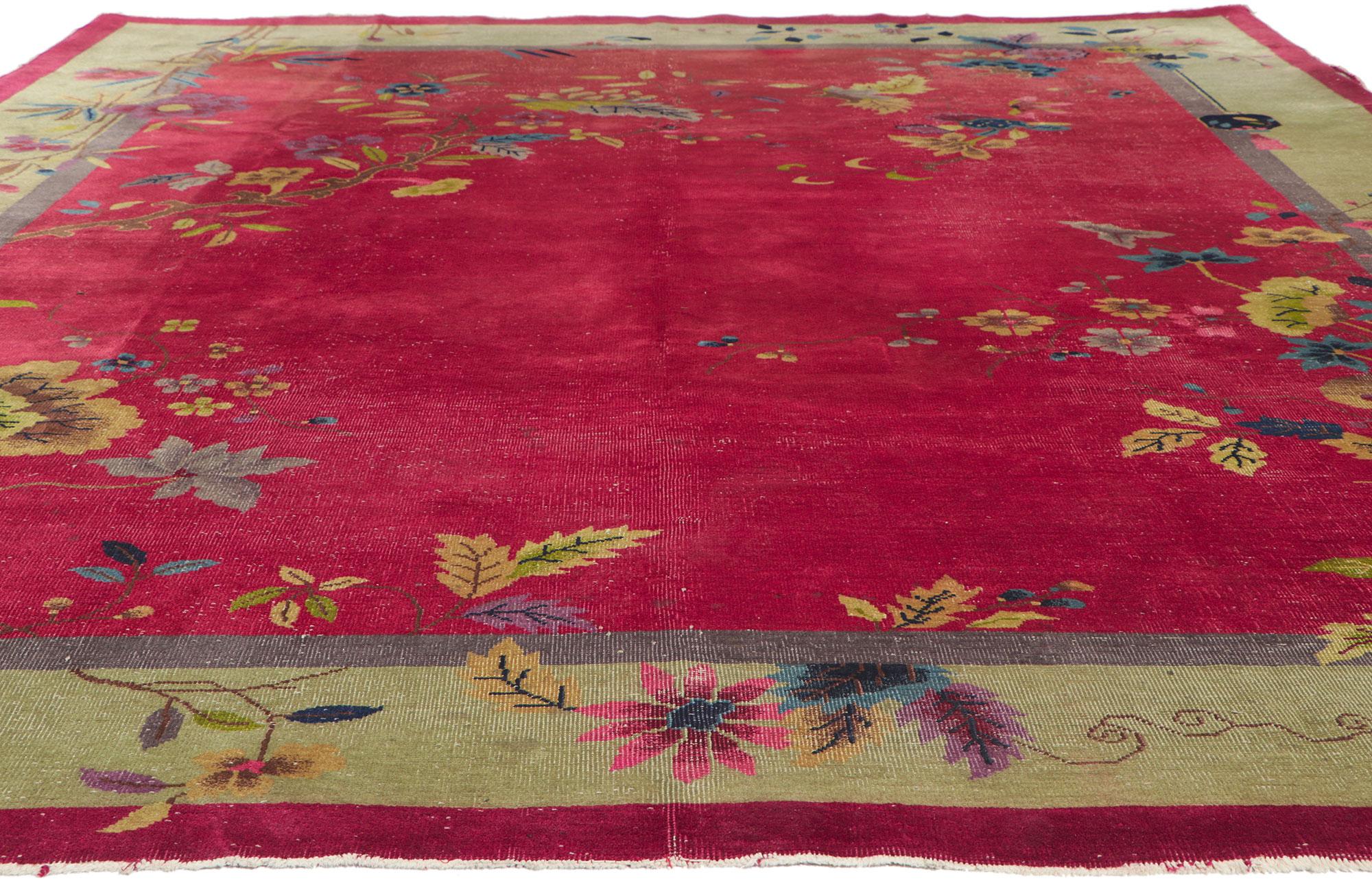 Hand-Knotted Antique Chinese Art Deco Rug For Sale