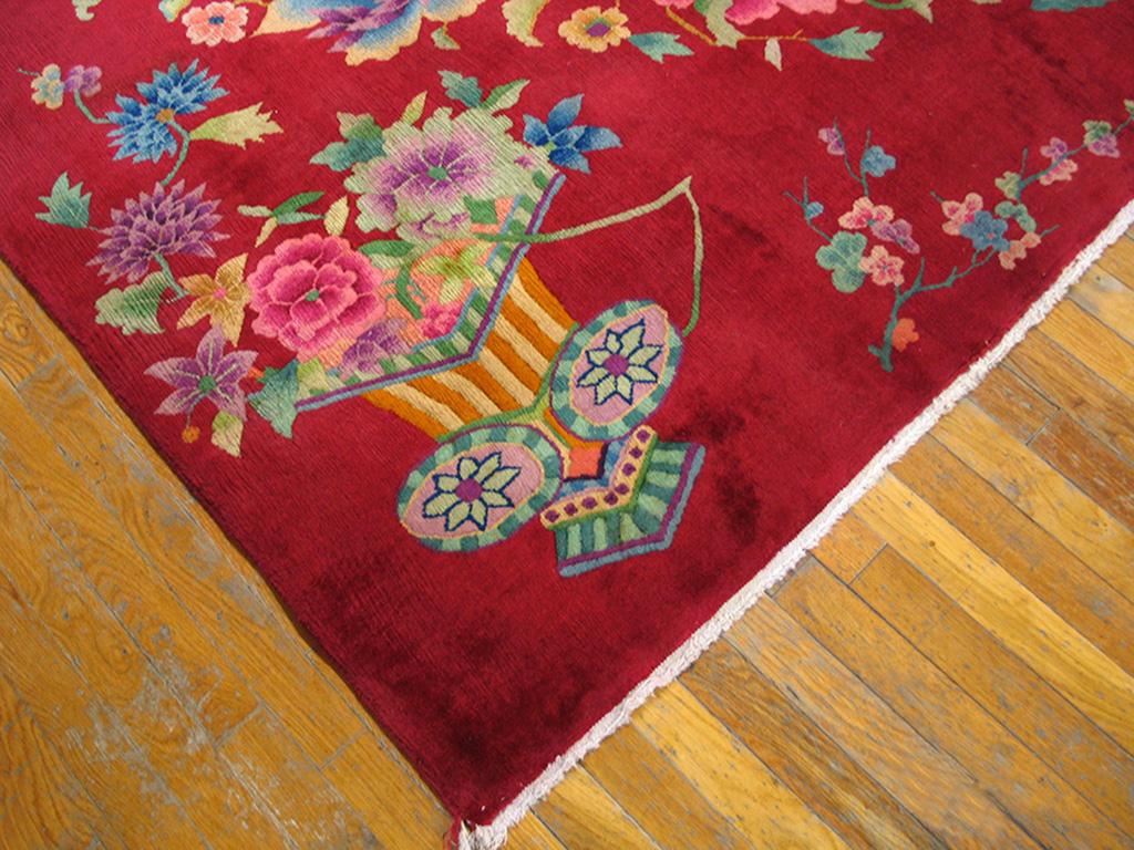 Hand-Knotted 1930s Chinese Art Deco Carpet ( 8'9