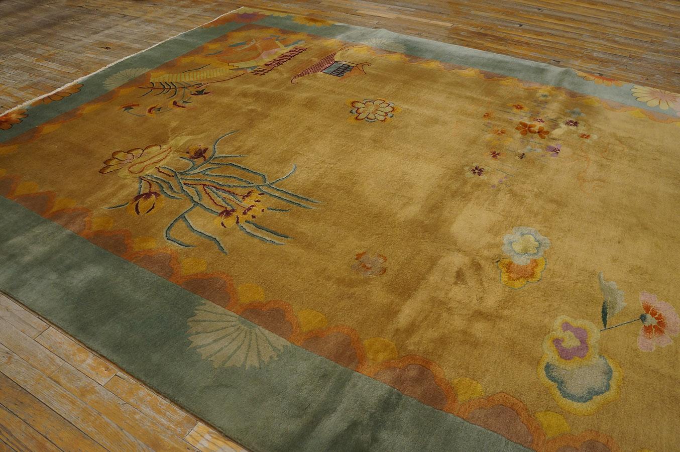 Early 20th Century 1920s Chinese Art Deco Carpet By Nichols Atelier ( 8'10
