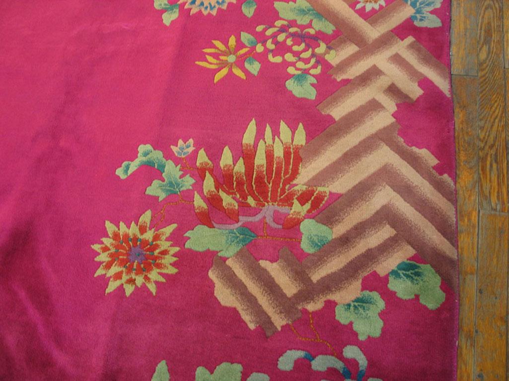 Noué à la main Tapis Art déco chinois des années 1920 ( 8'10 x 11'6 - 270 x 350 cm) en vente