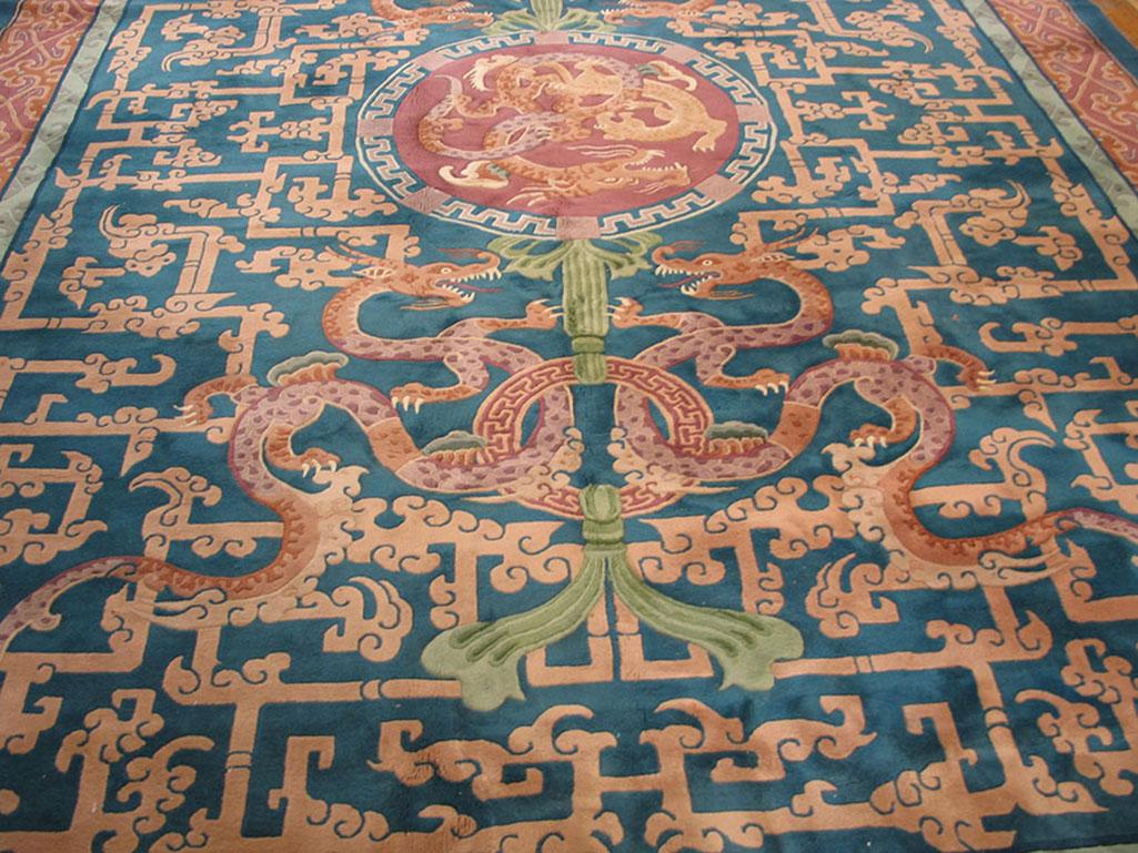 Mid-20th Century 1930s Chinese Art Deco Carpet ( 10' x 14'4
