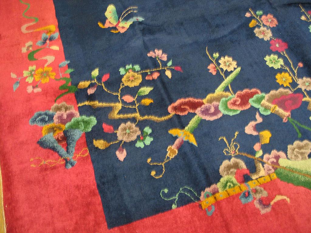 Noué à la main Tapis chinois Art Déco des années 1920 ( 9'3