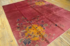Wonderful Pink Color with Special Flower Design Antique Chinese Art Deco Rug
