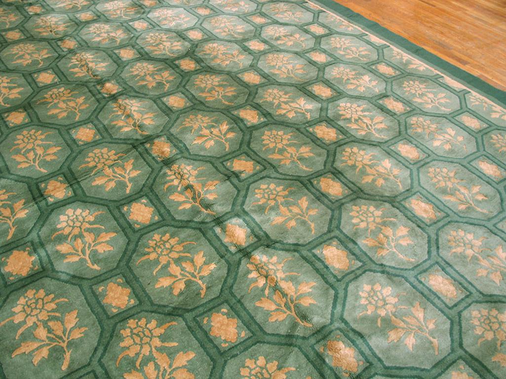 Wool 1920s Chinese Art Deco Carpet ( 12'10