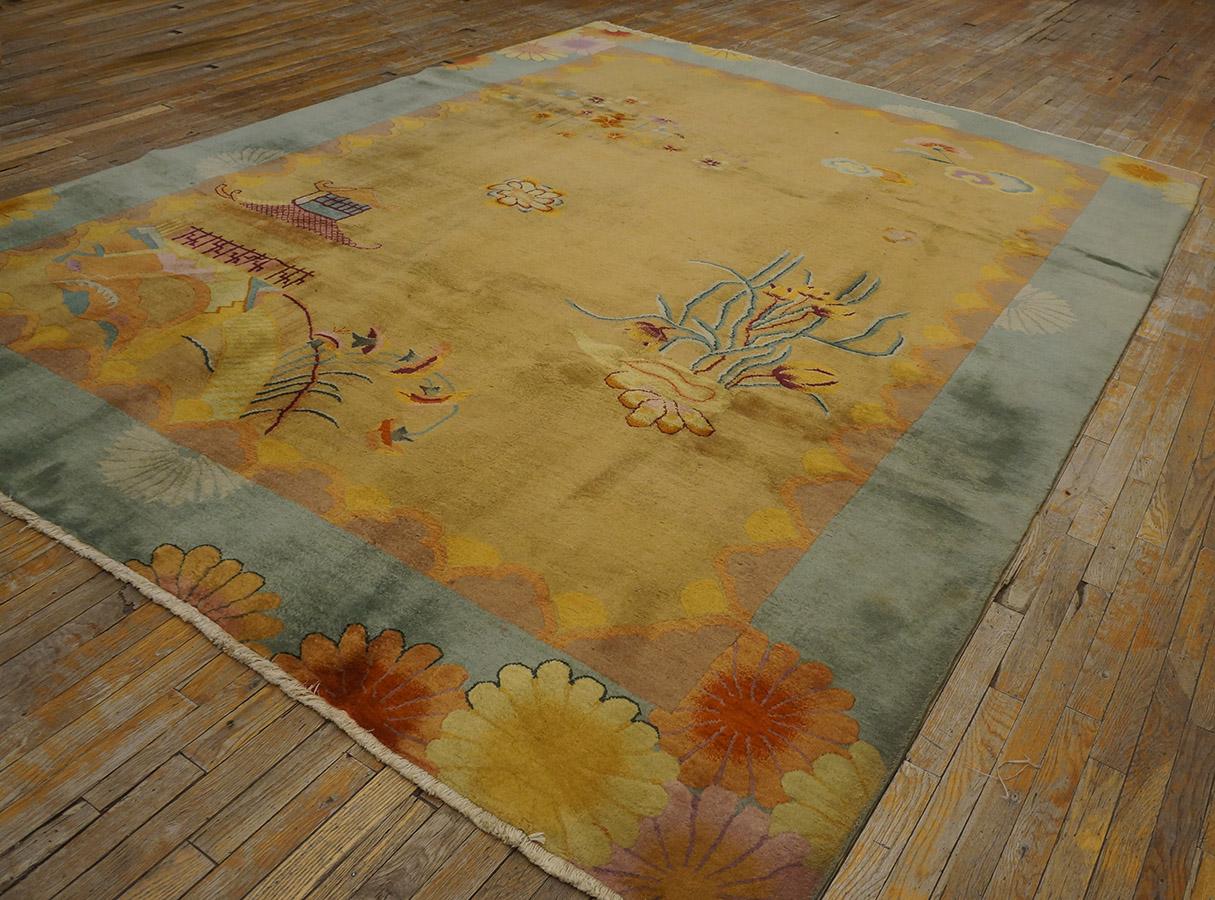 Wool 1920s Chinese Art Deco Carpet By Nichols Atelier ( 8'10