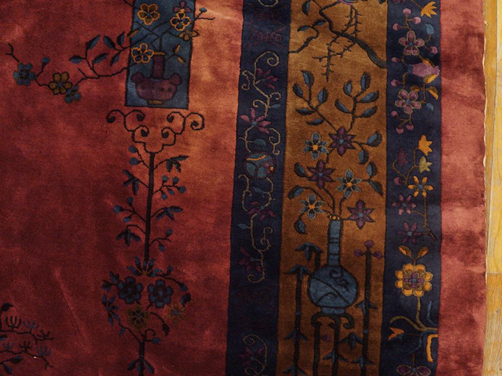 Wool 1920s Chinese Art Deco Carpet ( 11'3