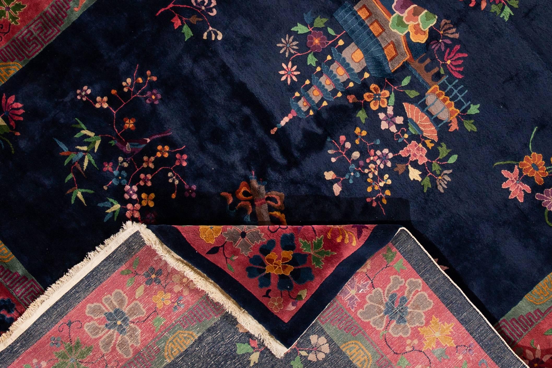 Antiker chinesischer Art-Déco-Teppich (Handgeknüpft) im Angebot