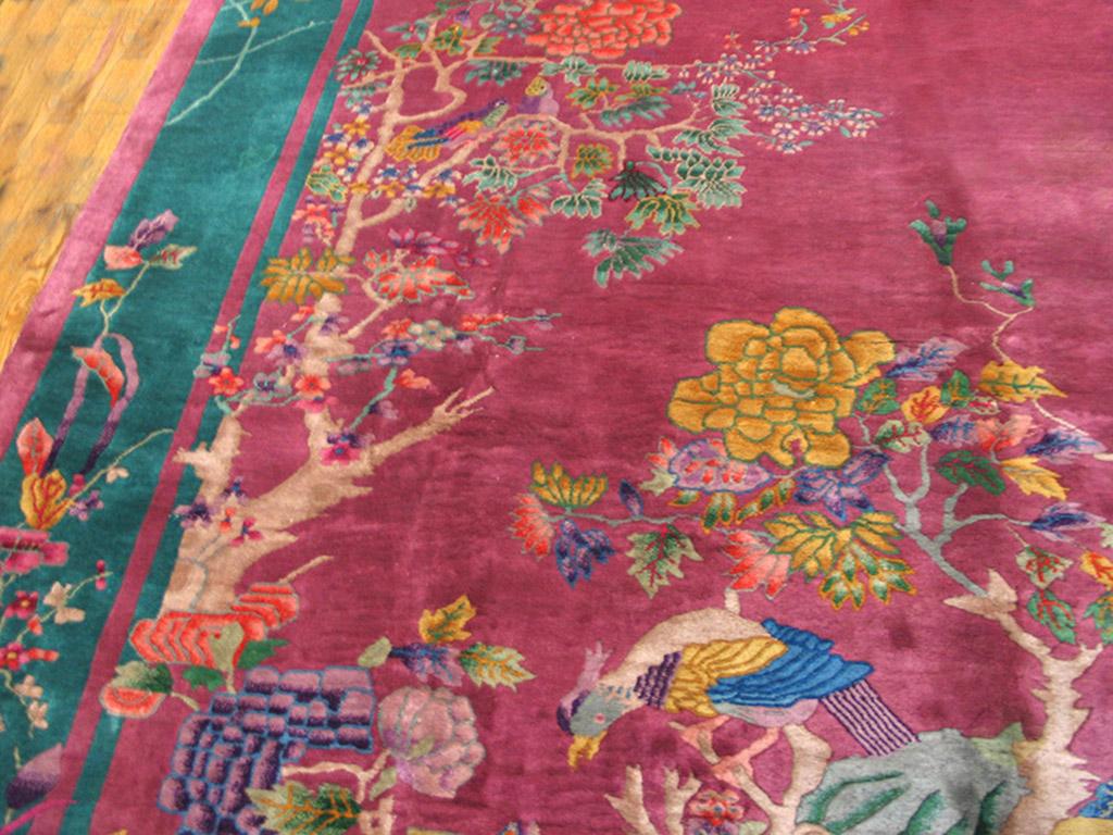 Wool 1920s Chinese Art Deco Carpet ( 9' x 11'8