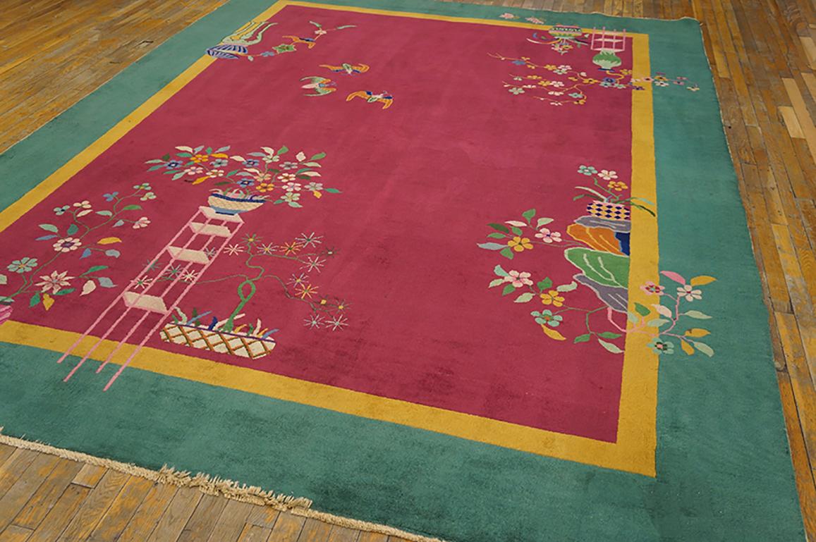 Wool 1920s Chinese Art Deco Carpet by Nichols Workshop ( 8'9